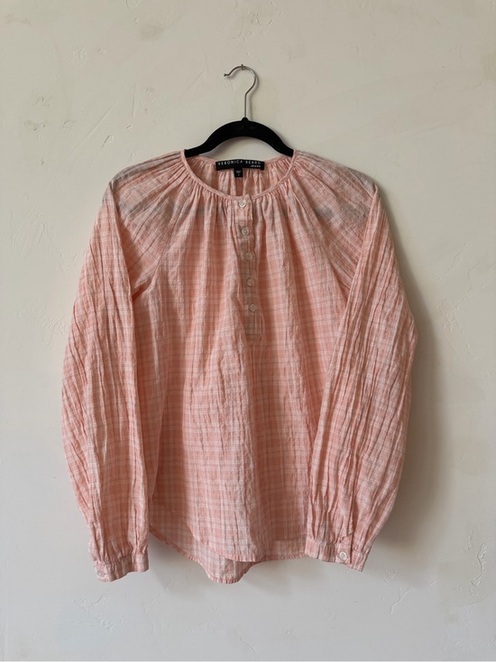 Veronica Beard Tops - Veronica Beard Peach-Pink Cotton Gauze Henley Blouse